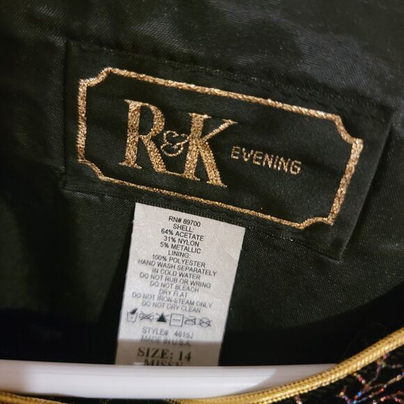 Glitter Floral Evening Velvet Jacket Womens Size 14 Button Up Elegant Regency - Picture 4 of 9